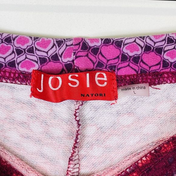 Josie‎ Natori Pink Red Stripe Pattern Lounge Pajama Pants Womens Sz Large 12 14 - Picture 5 of 6